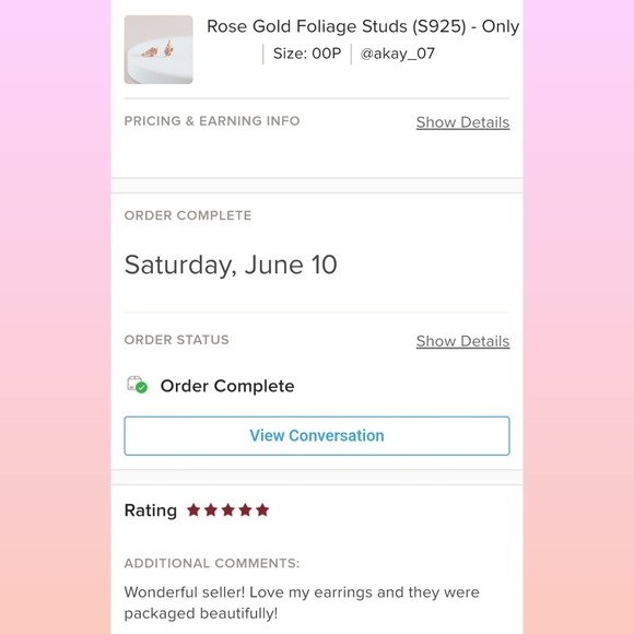 Rose Gold Foliage Studs (S925) - Only 1 left! - Picture 11 of 11